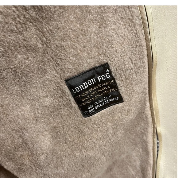 Vintage London Fog Mens Tan Trench Coat Zip Out Faux Fur Liner 38 Reg Beige - Picture 6 of 15